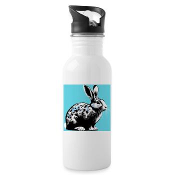 Kaninchen - Trinkflasche mit integriertem Trinkhalm - Weiß - Rechts
