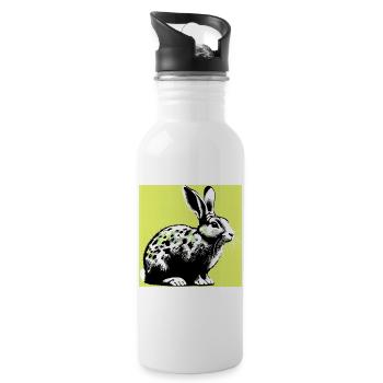 Kaninchen - Trinkflasche mit integriertem Trinkhalm - Weiß - Rechts