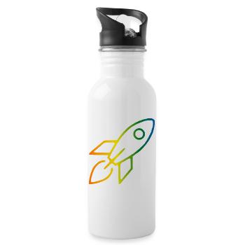 Rakete Regenbogen - Trinkflasche mit integriertem Trinkhalm - Weiß - Rechts