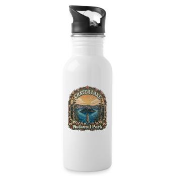 Crater Lake National Park USA Oregon Vintage - Water bottle with straw - white - Right
