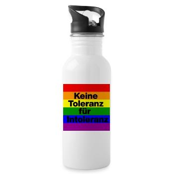 KEINE TOLERANZ FÜR INTOLERANZ - Trinkflasche mit integriertem Trinkhalm - Weiß - Rechts