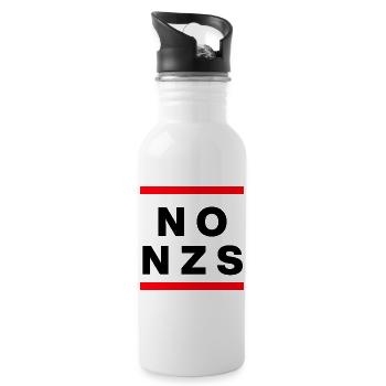 NO NZS, NIE WIEDER, ANTIFASCHISMUS, NO AFD  - Trinkflasche mit integriertem Trinkhalm - Weiß - Rechts