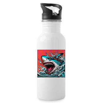 Requin - Gourde avec paille intégrée - blanc - Droite