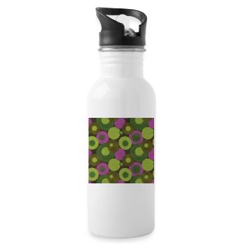 60er-70er-Pop-Art-Kreise-Muster - Trinkflasche mit integriertem Trinkhalm - Weiß - Rechts