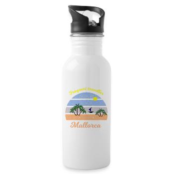 Mallorca Retro Palmenreise - Trinkflasche mit integriertem Trinkhalm - Weiß - Rechts