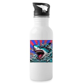 Requin - Gourde avec paille intégrée - blanc - Droite