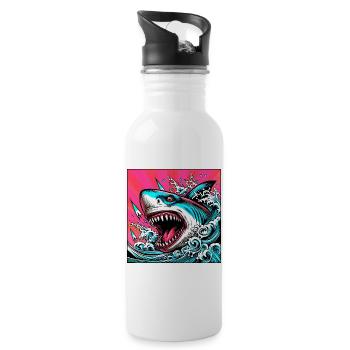 Requin - Gourde avec paille intégrée - blanc - Droite