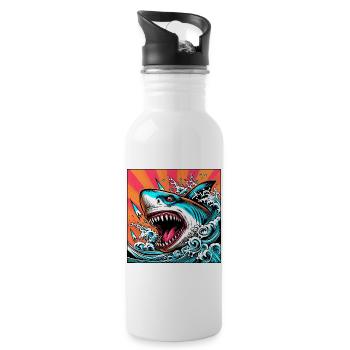 Requin - Gourde avec paille intégrée - blanc - Droite
