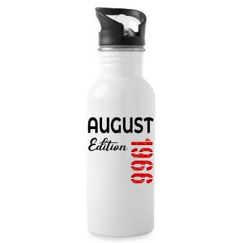 60. Geburtstag August 1966 - Trinkflasche mit integriertem Trinkhalm - Weiß - Rechts