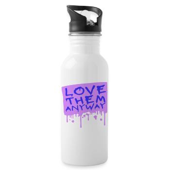 Love Them Anyway Inspirational Unconditional Love - Water bottle with straw - white - Right