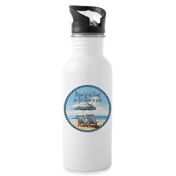 Urlaub ist die Kunst Der Zeit Raum zu geben - Trinkflasche mit integriertem Trinkhalm - Weiß - Rechts