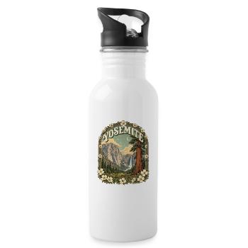 Yosemite National Park USA California Vintage - Water bottle with straw - white - Right