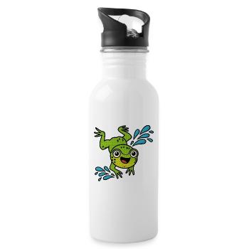 Grenouille heureuse qui saute dans l’eau - Gourde avec paille intégrée - blanc - Droite