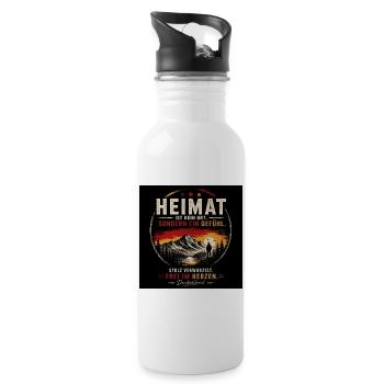 Heimatgefühl: Stolz und Freiheit - Trinkflasche mit integriertem Trinkhalm - Weiß - Rechts