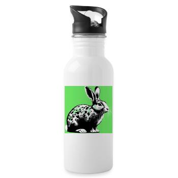 Kaninchen - Trinkflasche mit integriertem Trinkhalm - Weiß - Rechts