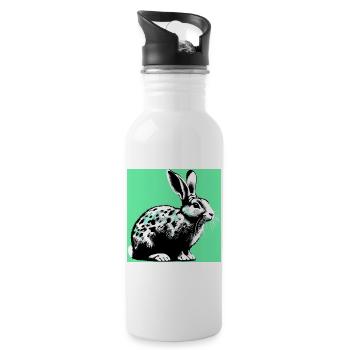 lapin - Gourde avec paille intégrée - blanc - Droite