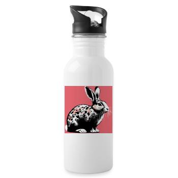 lapin - Gourde avec paille intégrée - blanc - Droite