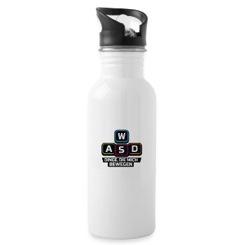 WASD Dinge Die Mich Bewegen - Trinkflasche mit integriertem Trinkhalm - Weiß - Rechts
