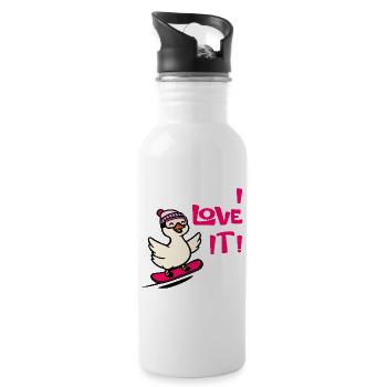 Goose Love Skiing - Water bottle with straw - white - Right