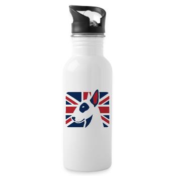 Britischer Bullterrier Union Jack Dog - Trinkflasche mit integriertem Trinkhalm - Weiß - Rechts
