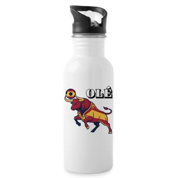 Spanish Bull Football Art - Water bottle with straw - white - Right