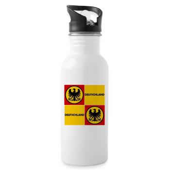 Deutschland Quadrat Wappen - Trinkflasche mit integriertem Trinkhalm - Weiß - Rechts
