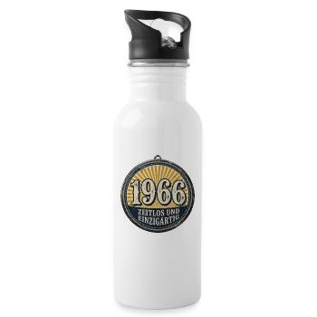 Vintage Badge 1966 – Zeitlos und einzigartig - Trinkflasche mit integriertem Trinkhalm - Weiß - Rechts