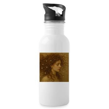 Pearl hair portrait in warm gold - Water bottle with straw - white - Right