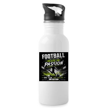 Passion du football – mon rêve d’équipe - Gourde avec paille intégrée - blanc - Droite