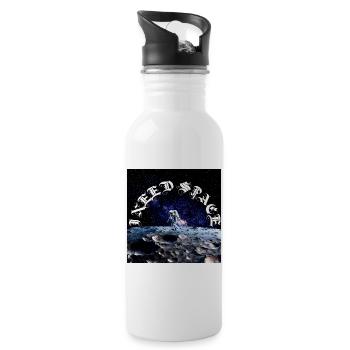 Astronaut on Moon Arc Cosmic Text - Water bottle with straw - white - Right