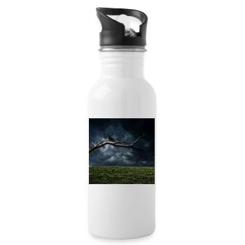 Midnight Branch with Crow - Water bottle with straw - white - Right