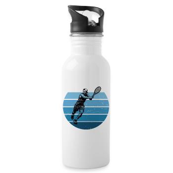 Geschenkidee für einen Tennis mit Tennis - Trinkflasche mit integriertem Trinkhalm - Weiß - Rechts