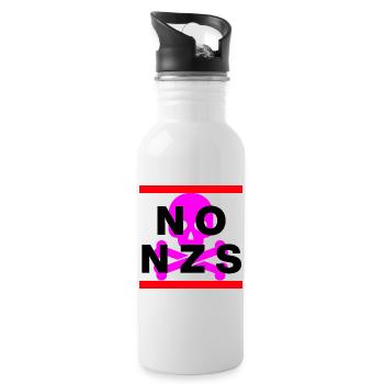 NO NZS, NEVER AGAIN, ANTI-FASCISM, NO AFD PINK - Water bottle with straw - white - Right