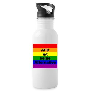 AFD IST KEINE ALTERNATIVE, FCK NZS, NIE WIEDER - Trinkflasche mit integriertem Trinkhalm - Weiß - Rechts