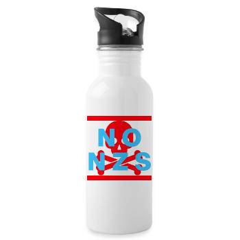 NO NZS NEVER AGAIN ANTIFASCISM NO AFD BLUE RED - Water bottle with straw - white - Right