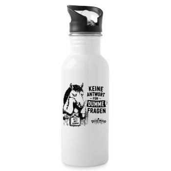 Keine Antwort für dumme Fragen – Lustiges Pferd - Trinkflasche mit integriertem Trinkhalm - Weiß - Rechts
