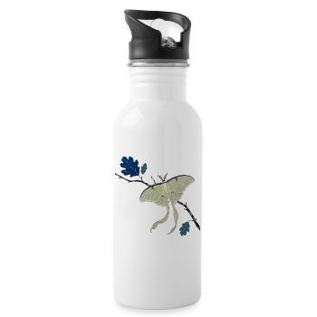 Luna Papillon Vert sur Branche - Gourde avec paille intégrée - blanc - Droite