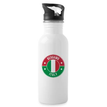 Bergamo Italy Circle Flag Badge - Water bottle with straw - white - Right