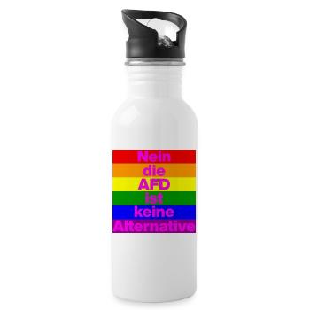 NEIN DIE AFD IST KEINE ALTERNATIVE, NO NZS, PRIDE - Trinkflasche mit integriertem Trinkhalm - Weiß - Rechts