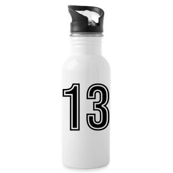 Symbole numérique 13 - Gourde avec paille intégrée - blanc - Droite