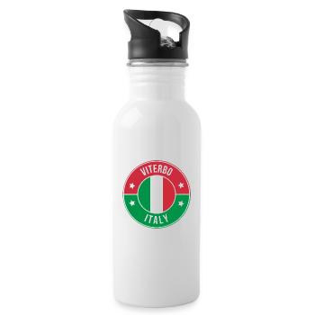 Viterbo Italy Badge Circle - Water bottle with straw - white - Right