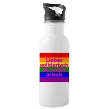 LIEBER SOLIDARISCH ALS SOLIDE ARISH, NO NZS - Trinkflasche mit integriertem Trinkhalm - Weiß - Rechts