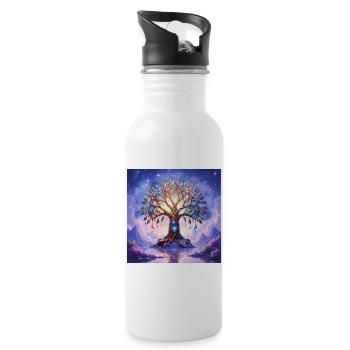 Dreamlike luminous gem tree - Water bottle with straw - white - Right