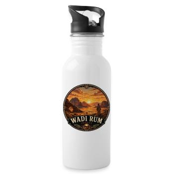 Wadi Rum Jordan Desert Camel Sunset - Water bottle with straw - white - Right