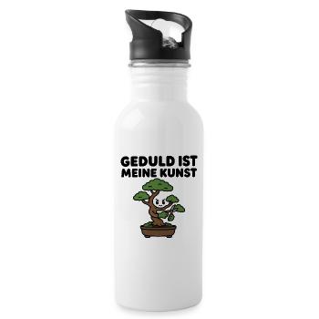 Bonsai-Baum – Geduld ist meine Kunst – Zen Design - Trinkflasche mit integriertem Trinkhalm - Weiß - Rechts