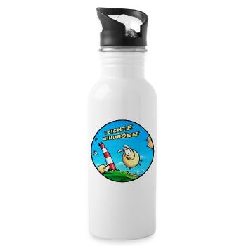 leichte_Windböen - Trinkflasche mit integriertem Trinkhalm - Weiß - Rechts