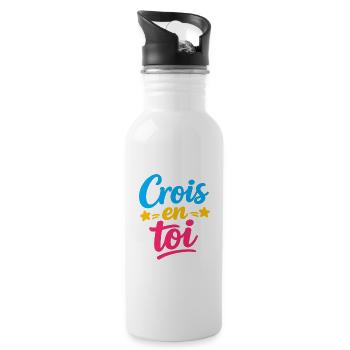 Crois en toi  - Gourde avec paille intégrée - blanc - Droite