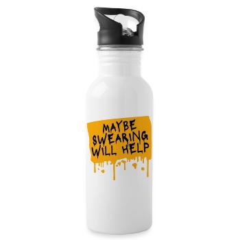 Maybe Swearing Will Help Sarkastisch Spruch Grafik - Trinkflasche mit integriertem Trinkhalm - Weiß - Rechts