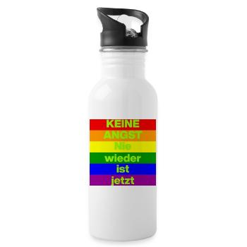 KEINE ANGST NIE WIEDER IST JETZT,  NO NZS, NO AFD - Trinkflasche mit integriertem Trinkhalm - Weiß - Rechts