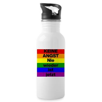 KEINE ANGST NIE WIEDER IST JETZT,  NO NZS, NO AFD - Trinkflasche mit integriertem Trinkhalm - Weiß - Rechts